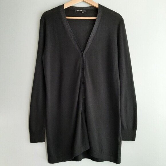 MARC AUREL \ V-Neck Button Down Fine Knit Long Cardigan Black Sz M | Eu 40 - Picture 13 of 13